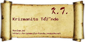 Krizmanits Tünde névjegykártya