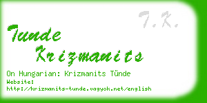 tunde krizmanits business card